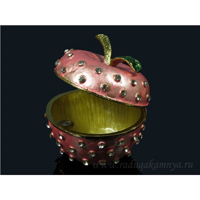 Шкатулка яблоко розовое 60*60*58мм (1872)