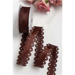 Лента репсовая с ажурными краями, 2 см (SF-3453) шоколадный №70