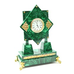 Часы каминные из малахита с бронзой 170*100*225мм