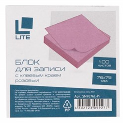 Бумага для заметок с клеевым краем 76х76 мм 100л розовый SN7676L-Pi LITE