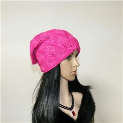 Женская шапка "Тафиа " вязаная, демисезон, цвет розовый.