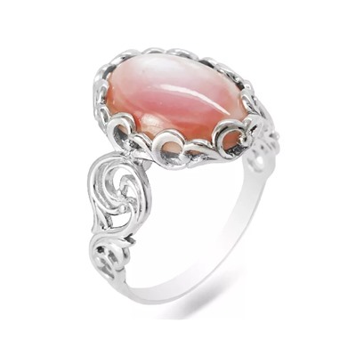 Кольцо из серебра перламутр розовый, СПН4046