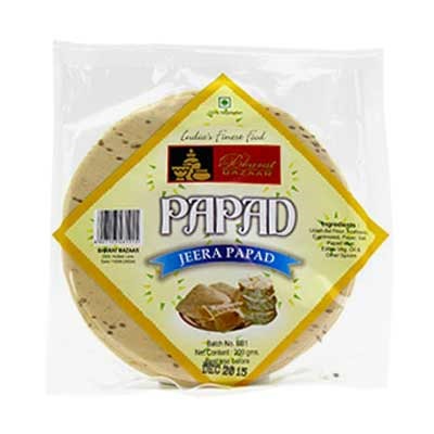 PAPAD JEERA, Bharat Bazaar (Папады с кумином (зирой), Бхарат Базар), 200 г.