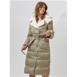 Пальто утепленное женское зимние бирюзового цвета 112268Br