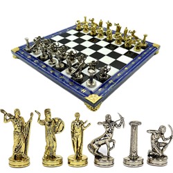 Шахматы подарочные с лазуритом "Лучники" 335*335*90мм