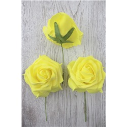 Головки цветов "Роза" 10 см на веточке (24 шт) N46-19, желтый
