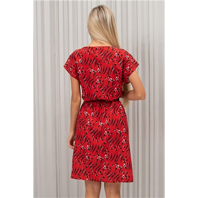Платье короткое красного цвета с принтом Ульяна №64