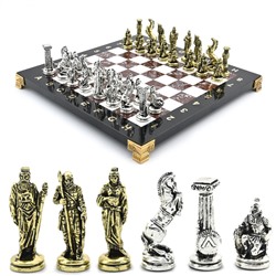 Шахматы подарочные с металлическими фигурами "Леонидас", 250*250мм