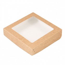 Коробка для печенья 15*15*3 см, Крафт с окном