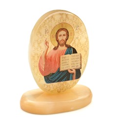 Икона из селенита "Иисус" на подставке, 45*25*65мм.