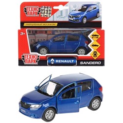 Технопарк. Модель "Renault Sandero" арт.SB-17-61-RS-N(BU)-WB синий, металл 12 см, двери, баг. инерц.
