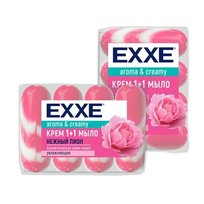 EXXE Мыло-крем   4*90г Нежный пион розовое полосатое (экопак)