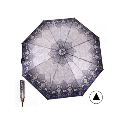 Зонт женский ТриСлона-882/L 3882 D,  R=55см,  полуавт;  8спиц,  3слож,  сатин,  фиолет  (узор)  235304