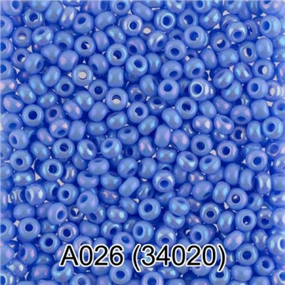 Бисер круглый 1 10/0 2.3 мм 5 г 1-й сорт A026 голубой/меланж (34020) Gamma