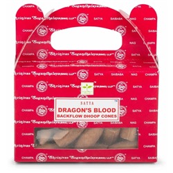 DRAGON'S BLOOD Backflow Dhoop Cones, Satya (КРОВЬ ДРАКОНА благовония пуля стелющийся дым, Сатья), уп. 24 конуса.