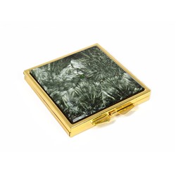 Зеркальце карманное с серафинитом квадратное, золотистое
