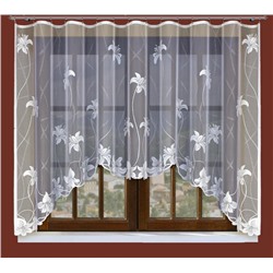 Готовые шторы арт.  211730/160, ЛИЛИЯ, размеры: 160 см высота х 300 см ширина, белоснежная, на универсальной ленте, рисунок из мерцающей пряжи