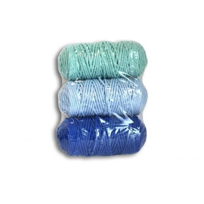 Набор шнуров хлопковых 3мм (синий+голубой+мятный)