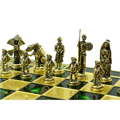 Шахматы с металлическими фигурами "Дон Кихот" 385*385мм.