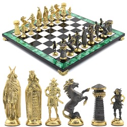 Шахматы подарочные из малахита "Викинги" 375*375мм