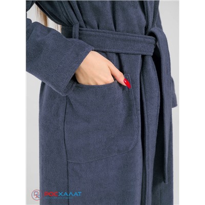 Женский махровый халат с шалькой серый МЗ-02 (84)