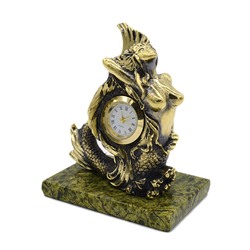 Часы " Русалка" из бронзы на подставке из змеевика 84*60*100мм.