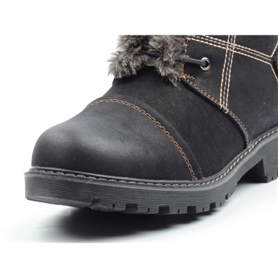 H835-1 BLACK Ботинки зимние женские (искусственная кожа, искусственный мех) размер 36