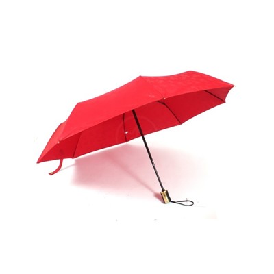 Зонт женский ТриСлона-L 3806 E,  R=58см,  суперавт;  8спиц,  3слож,  набивной "Эпонж",  красный 244381