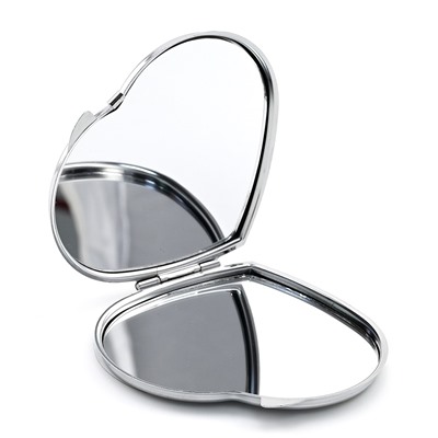Карманное зеркальце "Сердечко" с малахитом, серебристое