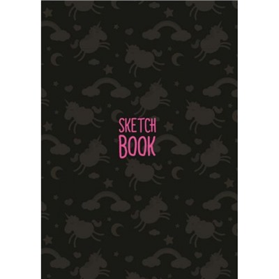 Скетчбук Единороги (черный) (розовые листы) (А5), (Проф-Пресс, 2021), 7Б, c.160