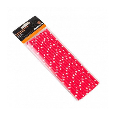 Палочки бумажные Красная с белыми звездами 200*6 мм, 20 шт
