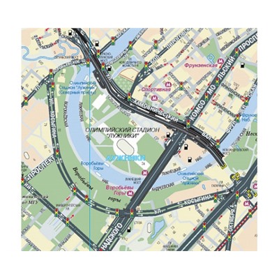 Настенная карта Москвы, Настенная автомобильная карта Москвы 160х107см.
