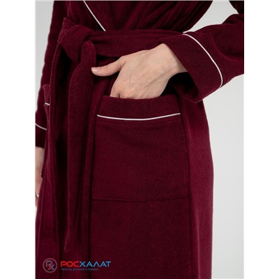 Женский махровый халат с кантом темно-бордовый МЗ-32 (122)