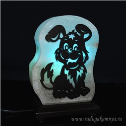 Соляной светильник "Собака" малая 120*80*170мм 1,8-2кг, свечение голубое