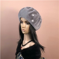 Женская шапка "Эко-Берет " экомех, цвет голубой.