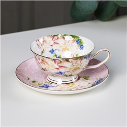 Чайная пара фарфоровая «Чайная роза», 2 предмета: чашка 200 мл, блюдце d=15 см