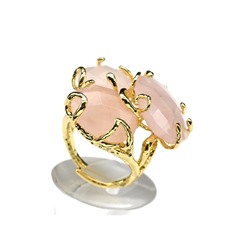 Кольцо с розовым кварцем из ювелирного сплава