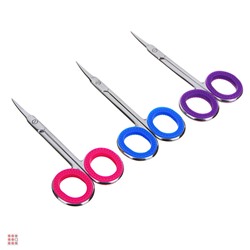 Ножницы маникюрные для кутикулы с загнутыми лезвиями, сталь, силикон, 9, 2см, 3 цвета