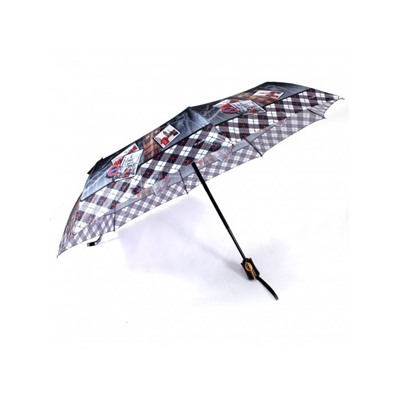 Зонт женский ТриСлона-882/L 3882 D,  R=55см,  полуавт;  8спиц,  3слож,  сатин,  серый  (Лондон)  235303