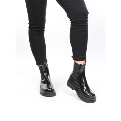 CA114-2 BLACK Ботинки демисезонные женские (натуральная кожа, байка) размер