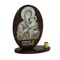 Икона из обсидиана овал со св. "Богородица" 75*45*95мм