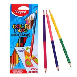 Maped. Карандаши цветные "Color'Peps Duo colors" двусторонние (12 шт 24 цв) арт.829600