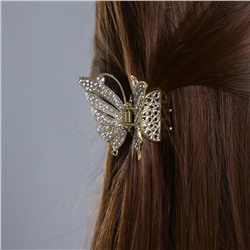 Крабик-бабочка для волос со стразами, цвет: золотистый, арт. 061.504