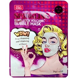 Тканевая пузырьковая маска MeLoSo Sparkling Bubbletox Volcanic Bubble Mask