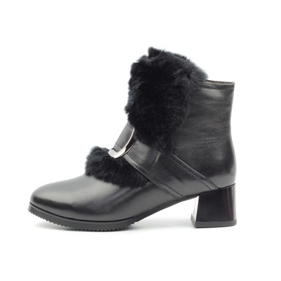 JM715-1 BLACK Ботинки женские зимние (натуральная кожа, натуральный мех) размер 36
