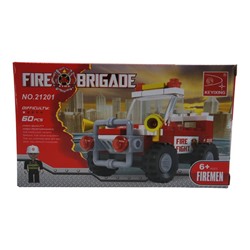 Конструктор Fire Brigade 60дет.Пожарная техника 16*9cм / коробка 21201