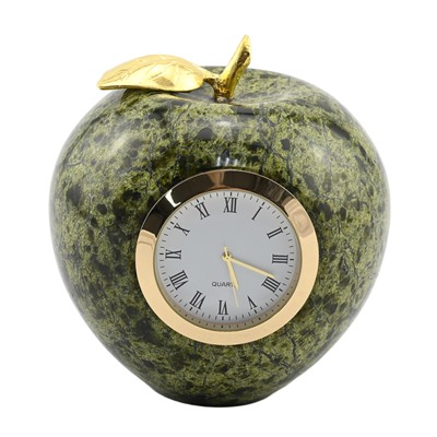 Часы яблоко из змеевика, 90*90*100мм