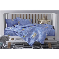 Детское постельное белье бязь мишки на облаках вид 4 голубой