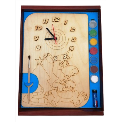 Часы с циферблатом под роспись "Крысенок" с красками арт.8096 /20