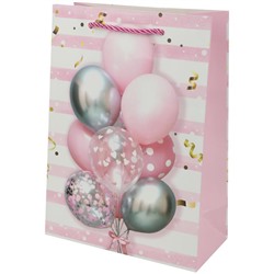 Пакет "Сумочка" п/подарок 23*18*10см Розовые шарики, мат. лам. (мин.12шт) ППК-2599